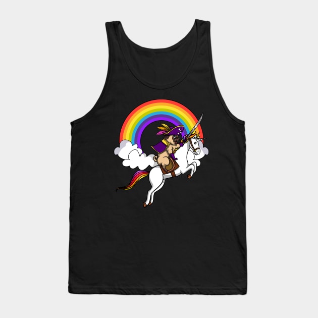 Pug Dog Pirate Riding Unicorn Tank Top by underheaven